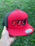 Fio 5 Panel Flat Brim Hat (Red / Black)
