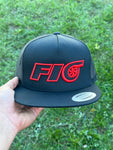 Fio 5 Panel Flat Brim Hat (Black / Red)