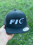 Fio 5 Panel Flat Brim Hat (Black / White)