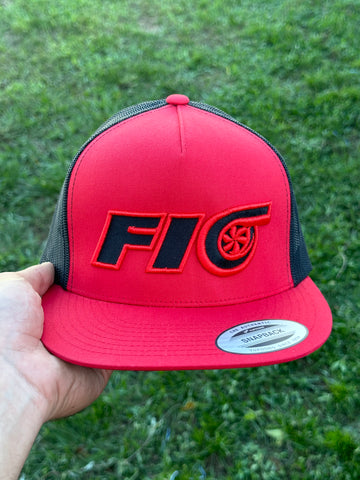 Fio 5 Panel Flat Brim Hat (Red/Red)
