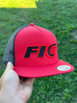 Fio 5 Panel Flat Brim Hat (Red/Red)